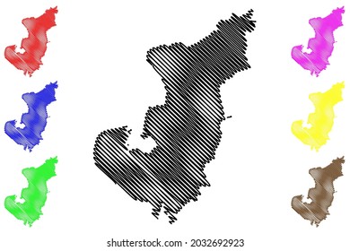 Memmingen city (Federal Republic of Germany, Urban district Swabia, Free State of Bavaria) map vector illustration, scribble sketch Memmingen map