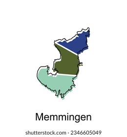 Memmingen City of Germany map vector illustration, vector template with outline graphic sketch style on white background
