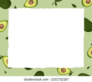 Memo boards and diary design with avocado fruit pattern illustration set. note, backdrop, poster, paper. Vector drawing. Hand drawn style.