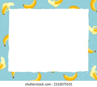 Memo boards and diary design with banana fruit pattern illustration set. note, fruit backdrop, poster, paper. Vector drawing. Hand drawn style.