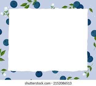 Memo boards and diary design with blueberry fruit pattern illustration set. note, flower backdrop, poster, paper. Vector drawing. Hand drawn style.