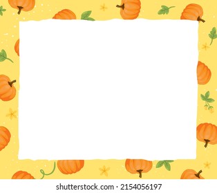 Paneles de memoria y diseño diario con conjunto de ilustraciones de patrones de calabaza. nota, fondo, afiche, papel. Dibujo de vectores. Estilo dibujado a mano.