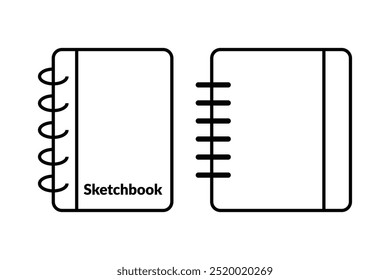 Memo book and sketchbook black and white flat vector icon design