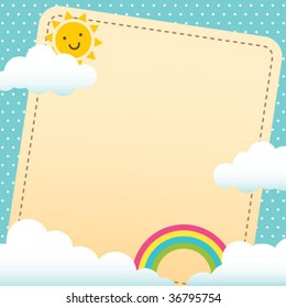 Memo with cute sun and rainbow