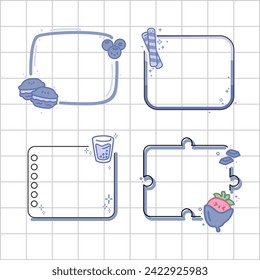 memo design of food pals blue color theme collection