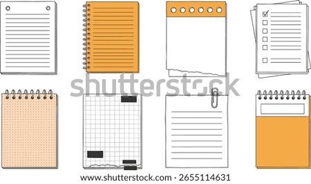 Memo frame note paper line cute planner sheet set. Notebook paper note frame for task list page, to do list sticker sheet.
