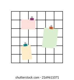 Memo grid board. Template of modern frame for memory notes.