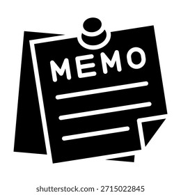 Memo Icon Glyph Style Vector Illustration