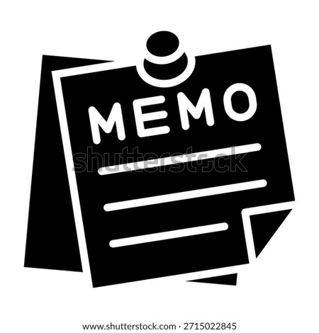 Memo Icon Glyph Style Vector Illustration