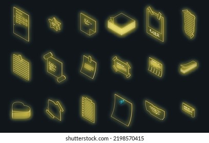 Memo icon. Isometric of memo vector icon neon color on black