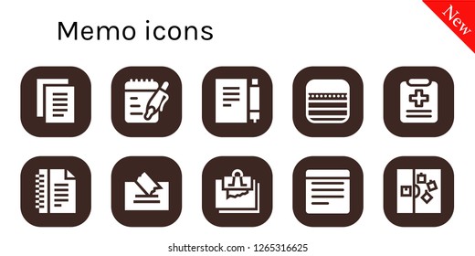  memo icon set. 10 filled memo icons. Simple modern icons about  - Notes, Note, Medical report