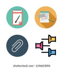 memo icon set. vector set about paper clip, push pin and notes icons set.