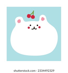 Memo illustration with hand drawn cute bear character. There are cherries on the bear.