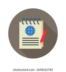 Memo mini illustration rounded flat color icon, use for journalist, broadcasting, news and media UI, UX kit, app and web development, digital or print.