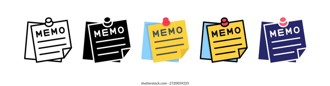 Memo Multiple Style Icon Set Collection..