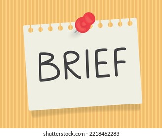 memo note with brief word with push pin - vector illustration