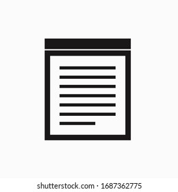 Memo, note paper simple graphic icon.