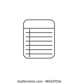 Memo Notepad thin line icon, outline vector logo illustration, linear pictogram isolated on white