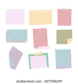 Memo notes icons detailed photo realistic vector set