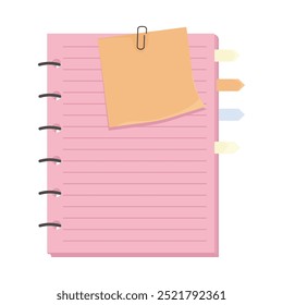 Memo notes, paper for note with clip, postit. Planner notebook page. Idea list. Post note sticker. Quote frame, reminder.