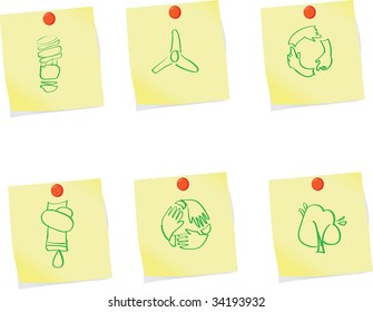  Memo office.Web notes. Vector Green Ecology icon.