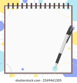 Memo Pad and Ballpoint Pen Set, Pop Background