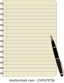 Memo pad and a fountain pen, flat design icon
