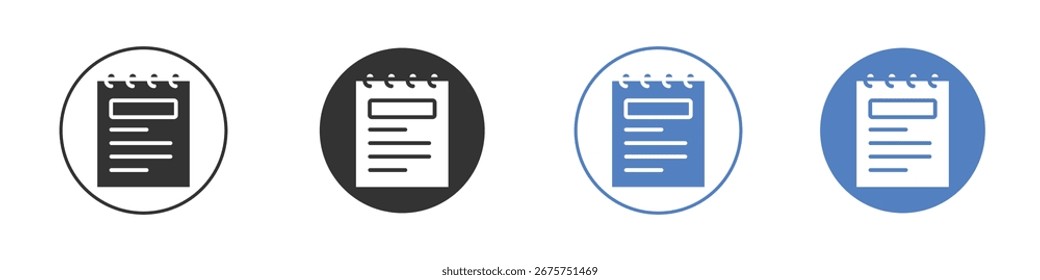 Colección de icono de Bloc de notas para App en colores negro y azul
