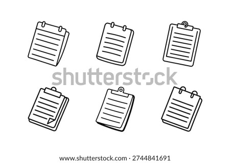 memo pad icon line art vector outline illustration isolated