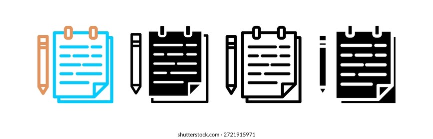 Ilustração do Conjunto de Ícones de Vários Estilos do Bloco de Memorandos