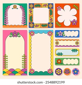 Memo Pads Collection. Vintage Vector Notes set.
