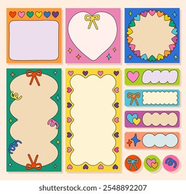 Memo Pads Collection. Vintage Vector Notes set.