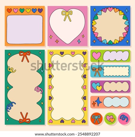 Memo Pads Collection. Vintage Vector Notes set.