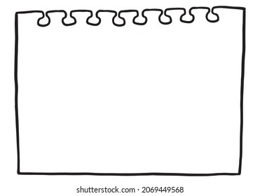 Página Memo, plantilla en blanco de papel con estilo doodle. Imágenes prediseñadas para planear, diario, pegatina. Elemento de diseño vectorial dibujado a mano. Dibujo de contorno de tinta negra aislado en fondo blanco. Estilo de esbozo retro.