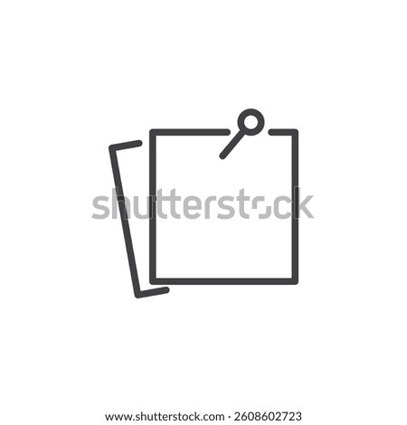 Memo paper line icon. linear style sign for mobile concept and web design. A sticky note with pin outline vector icon. Quick reminder symbol, logo illustration. Vector graphics