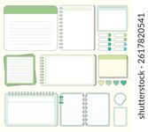 Memo paper, note frame background ,Cute paper notes for daily planer, blank diary deco elements vector set