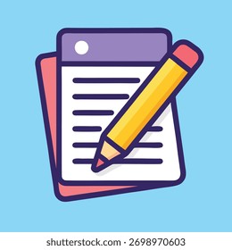 Memopapier und Bleistift Einfache Vektorgrafik