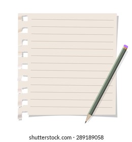Memo paper with pencil. Vector EPS10