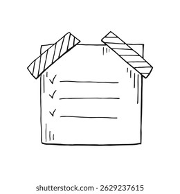 Memo paper sheet icon. Hand drawn vector illustration on isolated background.