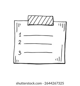 Memo paper sheet icon. Hand drawn vector illustration on isolated background.