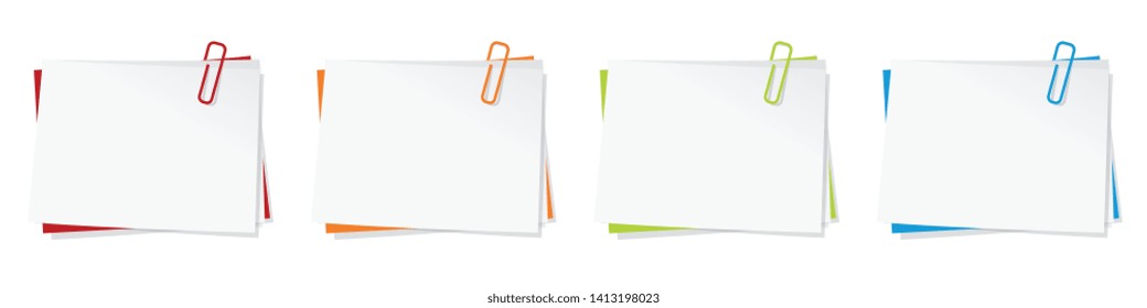 Memo (paper Sticky Note) With Paperclip (in 4 Colors)