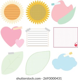 Memopapiere verschiedener Designs