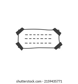 Memo reminder, notepaper announcement doodle isolated outline icon. Vector paper memo, notepaper and sticky adhesive tapes in corners, important information memory reminder card, planner thin line