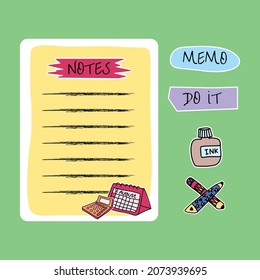 Memo scrapbook design with stickers 04