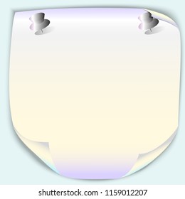 Memo sheet with pins on pastel peach color background. Bright reminder to make notes, organize your time. Vector illustration