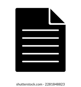Memo silhouette icon. Document. File. Vector.