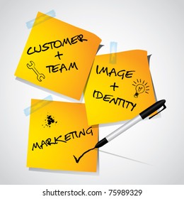 Memo stick notes with business strategy