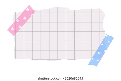 Memo sticker of pad paper with cute scotch or washi tape with pattern