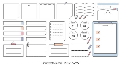 Memo and sticky note vector set, simple pop, matching design