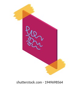Memo tape note icon. Isometric of Memo tape note vector icon for web design isolated on white background